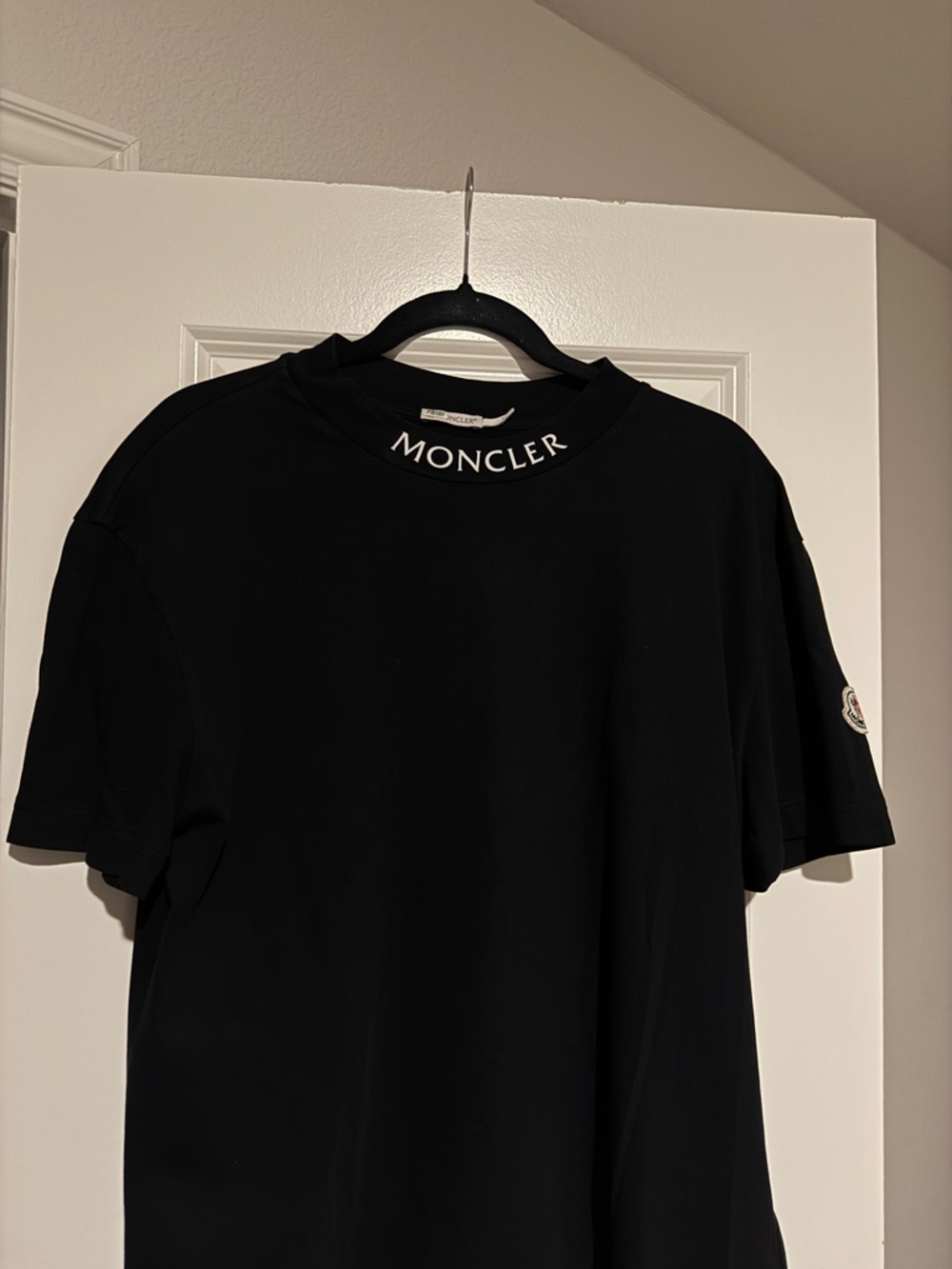 Moncler Black Logo Crew T-Shirt with Sleeve Patch